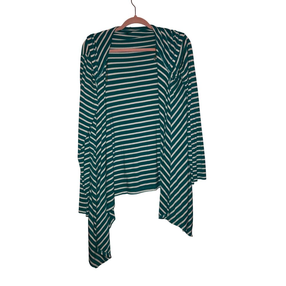 Great Northwest Indigo Turquoise And White Hooded Waterfall Cardigan Size Large